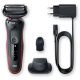 Braun 51-R1200s Wet & Dry Shaver, Black/Red - Borotva