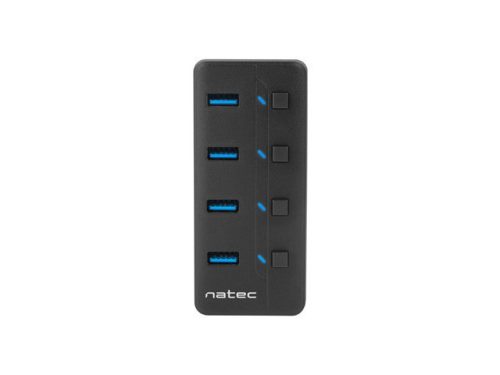 NATEC Mantis 2 (NHU-1557) aktív hálózati USB 3.0 HUB 4 portos, Fekete - USB HUB